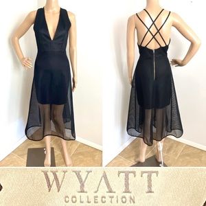 ANTHROPOLOGIE  Black Mesh Overlay Midi